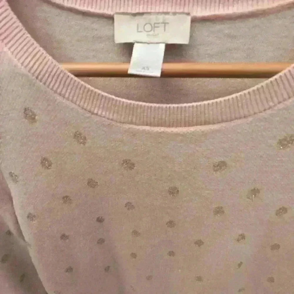 Loft Ann Taylor Pink Gold Polka Dot Pullover - XS like new - Picture 3 of 5